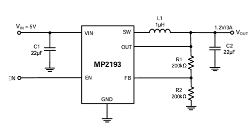 Application Circuit Diagram - Monolithic Power Systems (MPS) MP2193 Synchronous Step-Down Converters